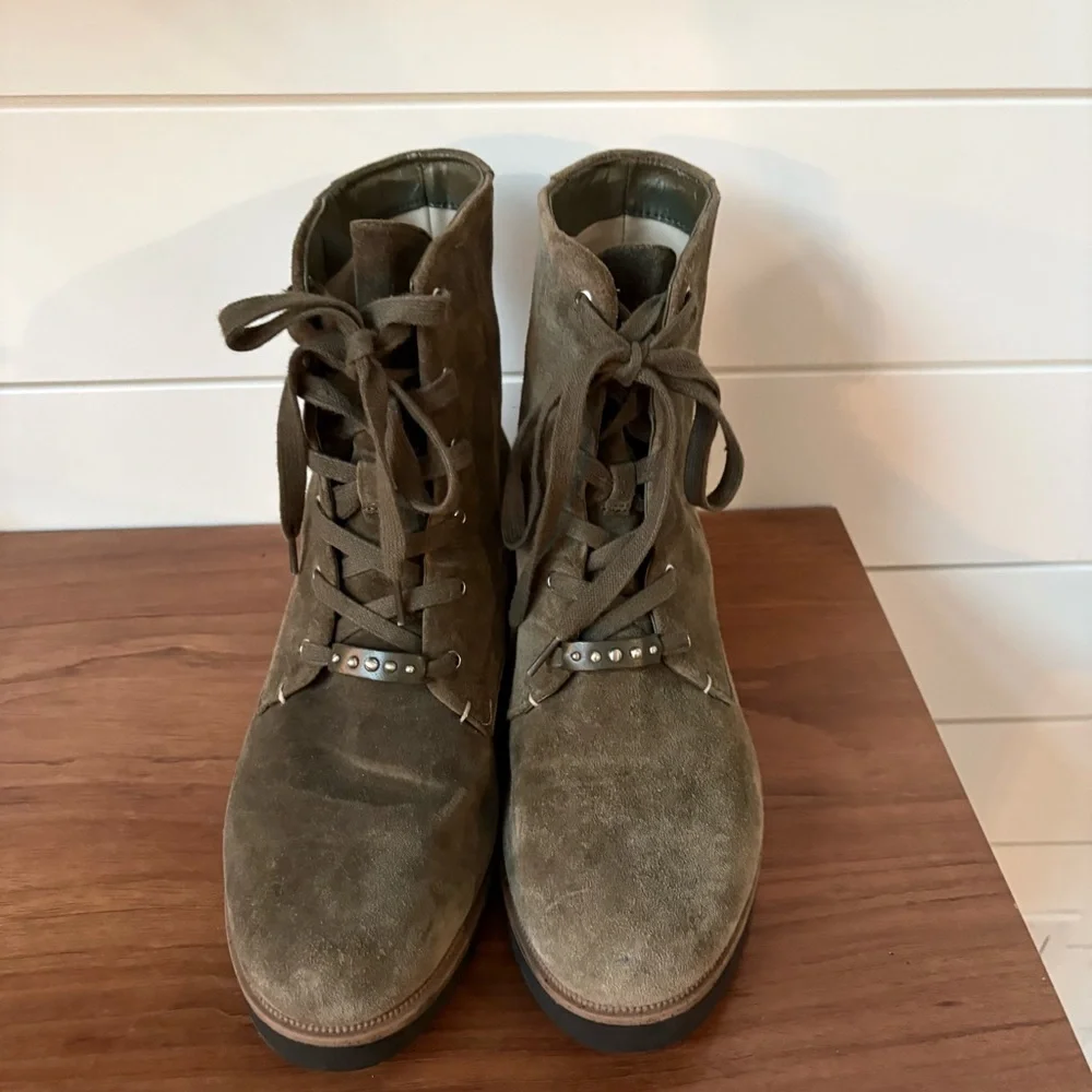 DR. SCHOLL's Women’s Guild Combat Boots Olive Green Suede 9M NWOT Whimsy Goth - Picture 5 of 10